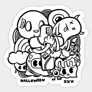 Halloween monster illustration. Doodle style. Sticker